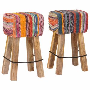 vidaXL Taburete de bar 2 uds. Multicolor 44 x 33 x 74 cm Cuero Real