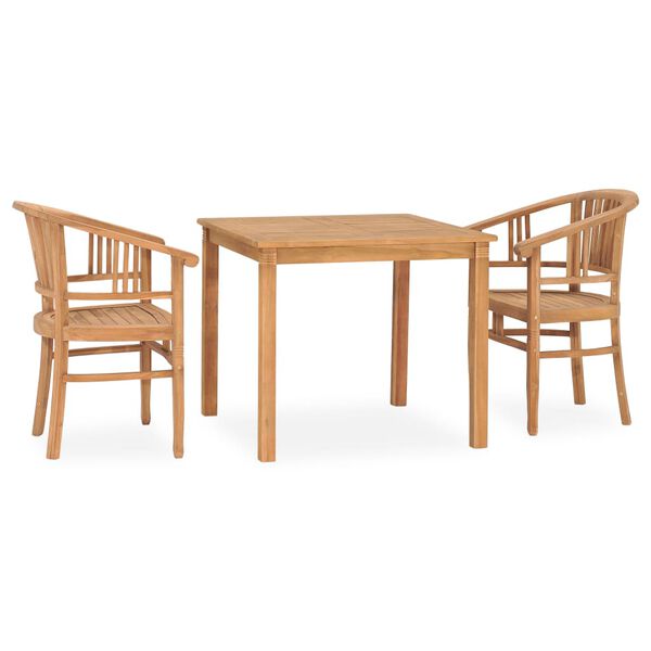 vidaXL Conjunto de comedor para jard&iacute;n 3 piezas madera maciza de teca