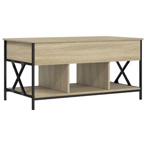 vidaXL Mesa de centro madera ingenier&iacute;a metal roble Sonoma 100x55x50cm