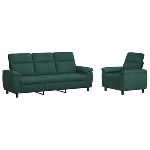 vidaXL Juego de Sof&aacute; 2 pcs Verde oscuro Tela