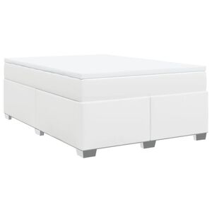 vidaXL Cama box spring con colch&oacute;n cuero sint&eacute;tico blanco 160x200 cm