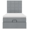 vidaXL Cama otomana con colch&oacute;n y LED tela gris claro 90x200 cm
