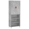 vidaXL Aparador alto madera contrachapada gris hormig&oacute;n 69,5x34x180 cm