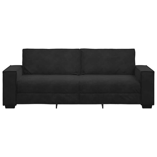 vidaXL Sof&aacute; de 3 plazas terciopelo negro 220x78x84 cm