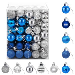 vidaXL Juego de bolas navide&ntilde;as 150 uds. Azul y plateado 3 cm