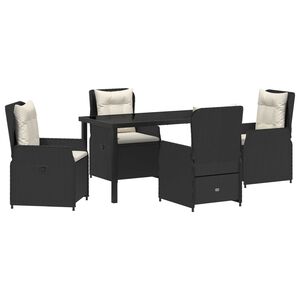 vidaXL Conjunto de Comedor de Jard&iacute;n 5 pcs Negro rat&aacute;n sint&eacute;tico