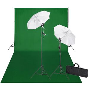 vidaXL Kit de estudio fotográfico telón verde croma 600x300 y luces
