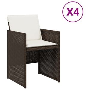 vidaXL Sillas de jard&iacute;n con cojines 4 unidades rat&aacute;n sint&eacute;tico marr&oacute;n