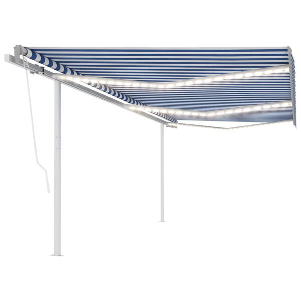 vidaXL Toldo manual retr&aacute;ctil con LED azul y blanco 6x3,5 m