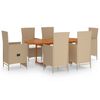 vidaXL Juego de comedor de jard&iacute;n 7 piezas rat&aacute;n sint&eacute;tico beige