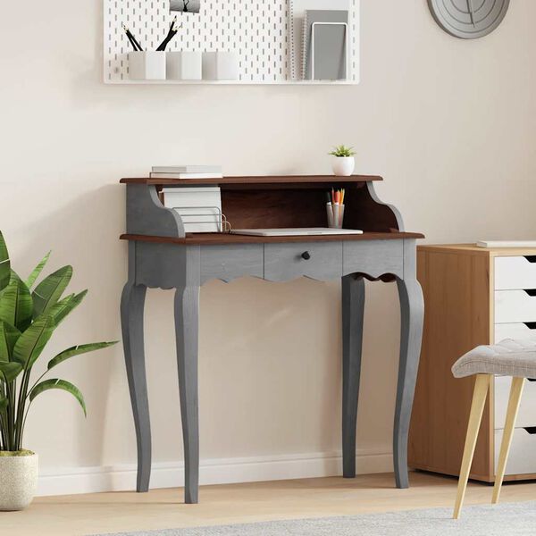 vidaXL Escritorio de madera maciza de caoba 80x40x92 cm