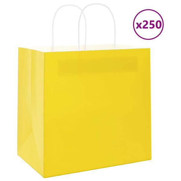 vidaXL Bolsas de papel con asas 250 uds amarillas 26x17x25 cm