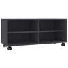 vidaXL Mueble de TV con ruedas madera contrachapada gris 90x35x35 cm
