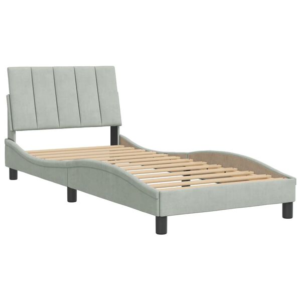 vidaXL Estructura de cama sin colchón Hanko terciopelo gris claro 90x190 cm