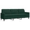 vidaXL Juego de sof&aacute;s con cojines 3 piezas terciopelo verde oscuro