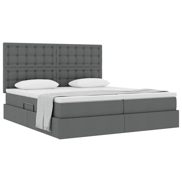 vidaXL Cama con almacenamiento con colch&oacute;n Gris oscuro 200 x 200 cm