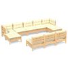 vidaXL Muebles de jard&iacute;n 10 piezas cojines madera de pino color crema