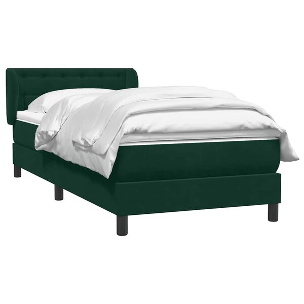 vidaXL Cama box spring con colch&oacute;n terciopelo verde oscuro 90x220 cm