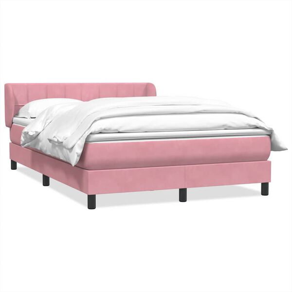 vidaXL Cama box spring con colch&oacute;n terciopelo rosa 160x210 cm