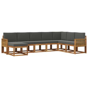 vidaXL Conjunto de sof&aacute;s de exterior 8 pcs Natural y Antracita