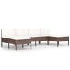 vidaXL Set muebles de jard&iacute;n 6 piezas y cojines rat&aacute;n sint&eacute;tico marr&oacute;n