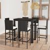 vidaXL Set muebles bar jardín 7 piezas y cojines ratán sintético negro