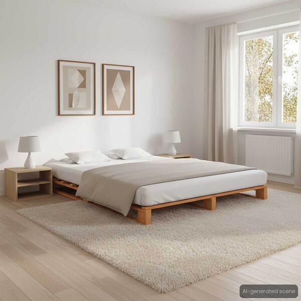 vidaXL Marco cama palets sin colch&oacute;n madera maciza marr&oacute;n 200x200 cm