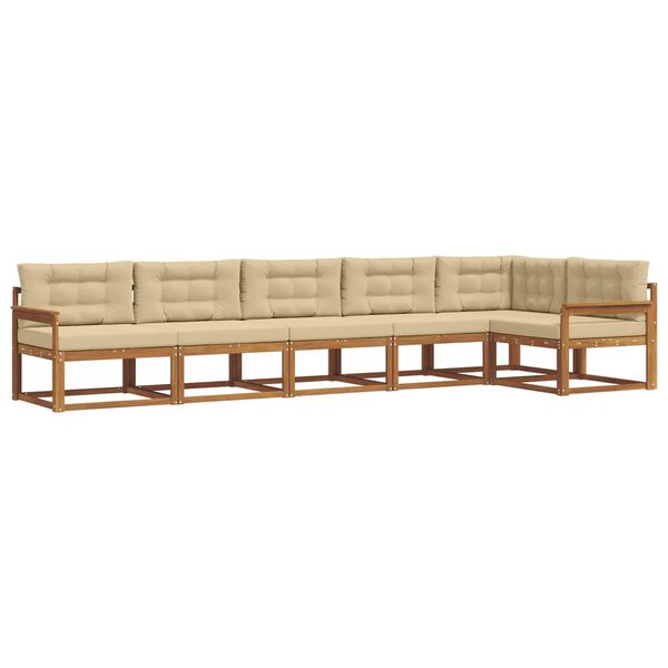 vidaXL Conjunto de sof&aacute;s de exterior con coj&iacute;n 6 pcs Natural y Beige
