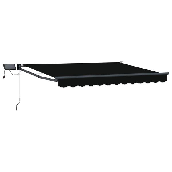vidaXL Toldo manual retr&aacute;ctil con LEDs Negro 3 x 2,5 m