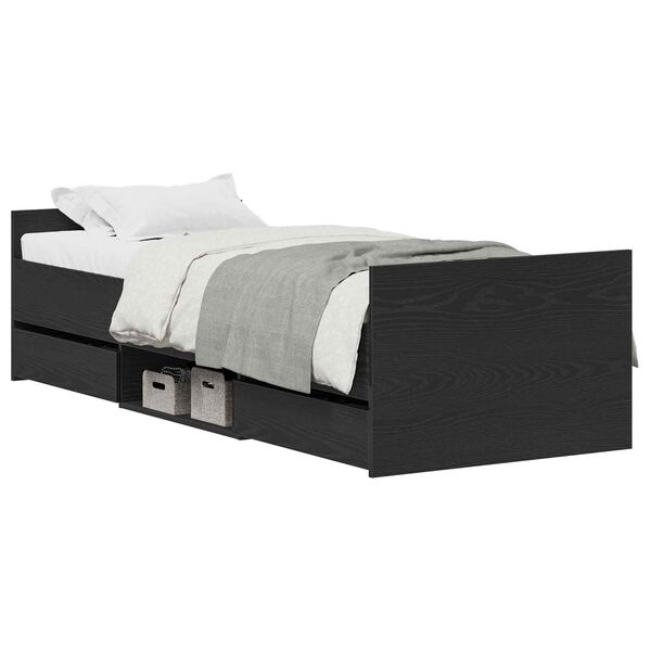 vidaXL Estructura de cama con cabecera Roble Negro 193 x 78 x 50 cm