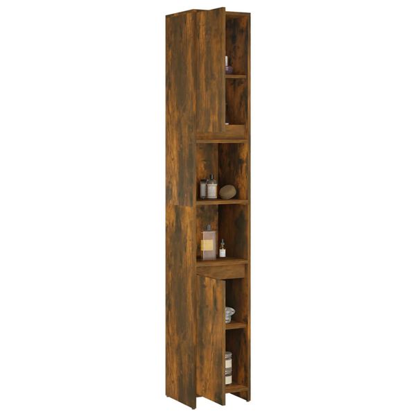 vidaXL Armario baño madera contrachapada roble ahumado 30x30x183,5cm