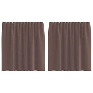 vidaXL Cortinas de gasa con trabillas 2 uds. marr&oacute;n