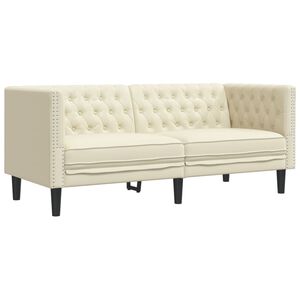 vidaXL Sof&aacute; Chesterfield de 2 plazas cuero artificial blanco crema