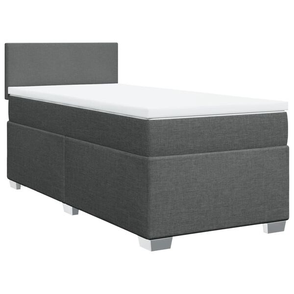 vidaXL Cama box spring con colch&oacute;n tela gris oscuro 80x200 cm