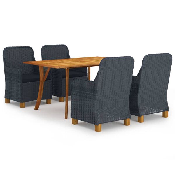 vidaXL Juego de comedor para jard&iacute;n de 5 piezas gris oscuro