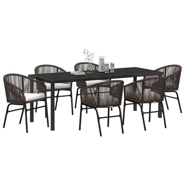 vidaXL Conjunto de Comedor de Jard&iacute;n 7 pcs Marr&oacute;n