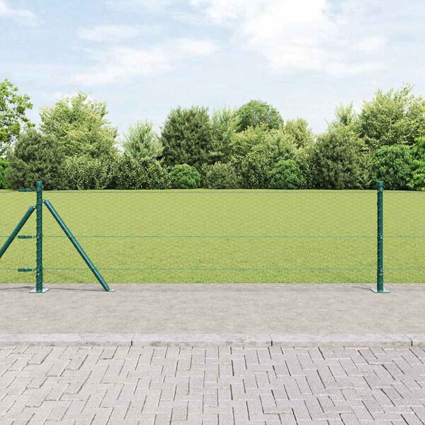vidaXL Poste de Valla Verde 25 x 0,6 m (malla de 25 mm) Acero y PVC