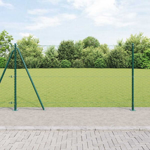 vidaXL Poste de Valla Verde 10 x 1,2 m (malla de 50 mm) Acero y PVC