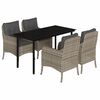 vidaXL Set comedor de jard&iacute;n 5 pzas cojines rat&aacute;n sint&eacute;tico gris claro