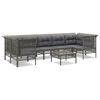 vidaXL Set de muebles de jard&iacute;n 8 pzas y cojines rat&aacute;n sint&eacute;tico gris