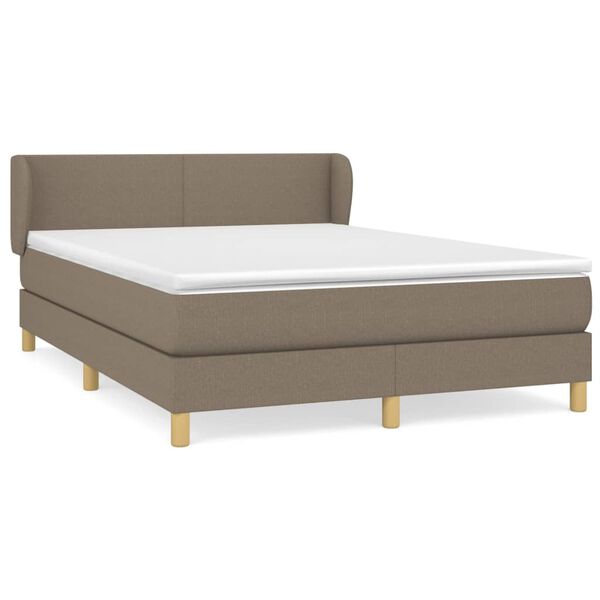 vidaXL Cama box spring con colch&oacute;n tela gris taupe 140x190 cm