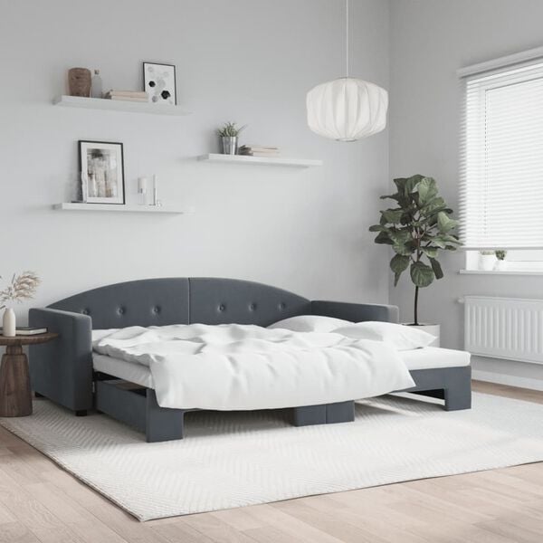 vidaXL Sof&aacute; cama nido terciopelo gris oscuro 90x190 cm