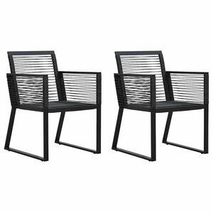 vidaXL Sillas de jard&iacute;n 2 unidades rat&aacute;n de PVC negro