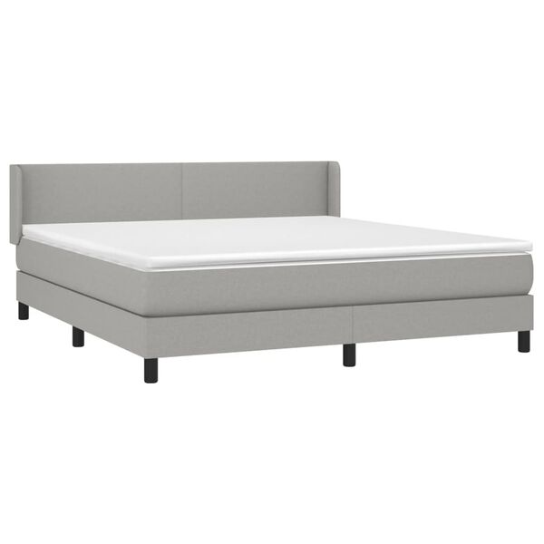 vidaXL Cama box spring con colch&oacute;n tela gris claro 160x200 cm