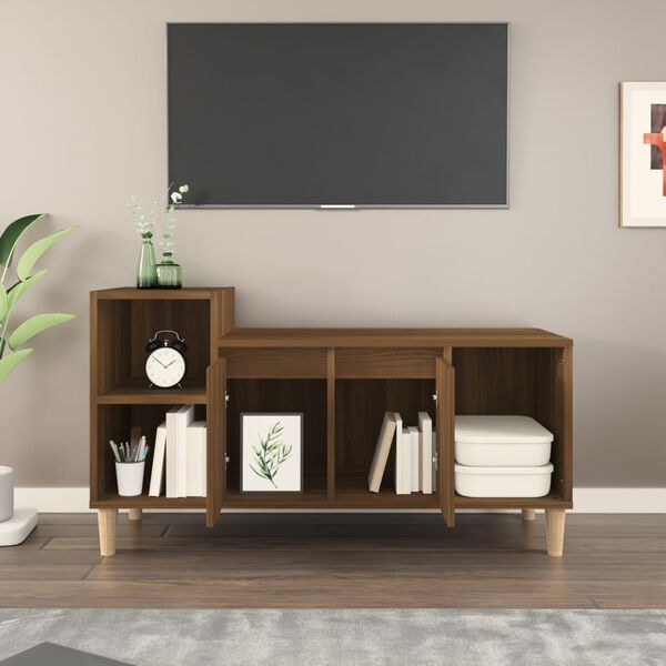 vidaXL Mueble para TV madera contrachapada marrón roble 100x35x55 cm