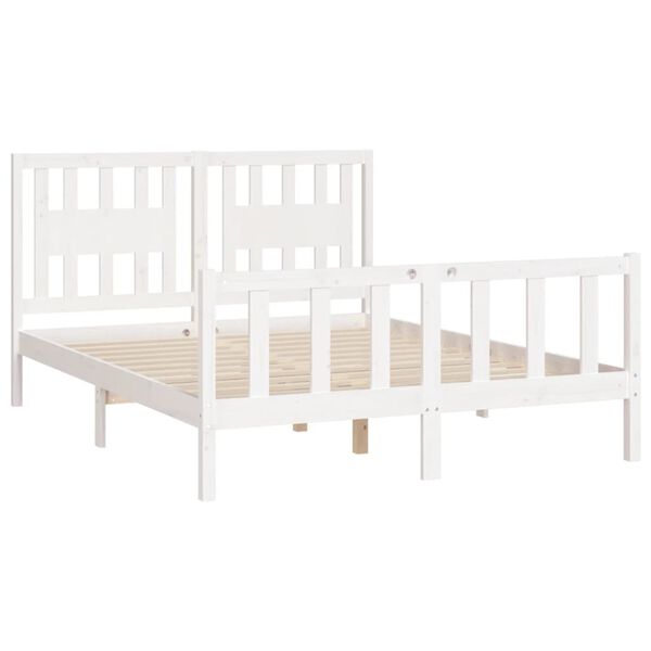 vidaXL Estructura de cama sin colch&oacute;n madera de pino blanco 160x200 cm