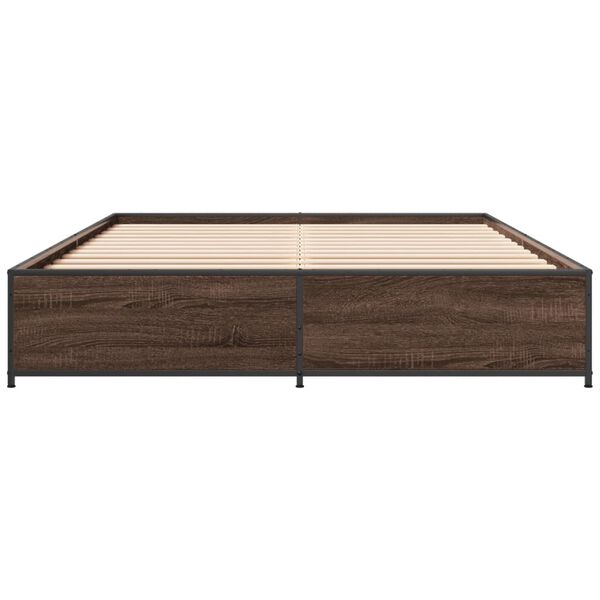 vidaXL Estructura cama madera ingenier&iacute;a metal marr&oacute;n roble 140x190 cm