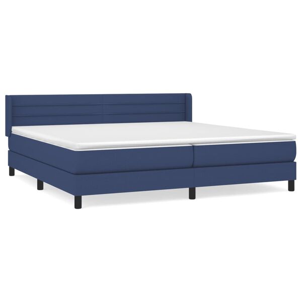 vidaXL Cama box spring con colch&oacute;n tela azul 200x200 cm