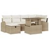 vidaXL Conjunto de sof&aacute; de jard&iacute;n 7 uds. Beige rat&aacute;n sint&eacute;tico
