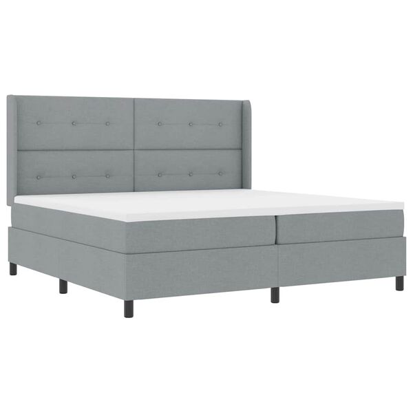 vidaXL Cama tipo Box Spring con colch&oacute;n Gris claro 200 x 200 cm tela